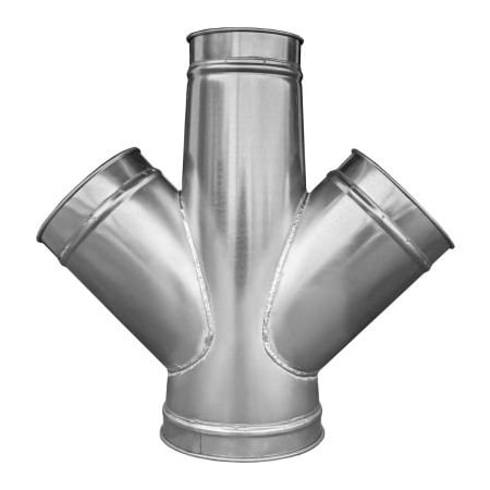 Us Duct US Duct Clamp Together Double Branch, 45 Deg 7-7-7-7, 7" Diameter, 304 Stainless Steel, 18 Gauge RBD07R07R07R07R45.S18